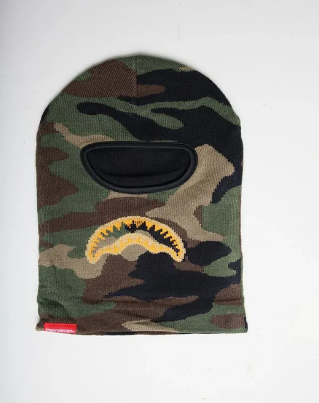 SKI MASKS>SPRAYGROUND GOLD KNIT SHARK MOUTH SKI MASK