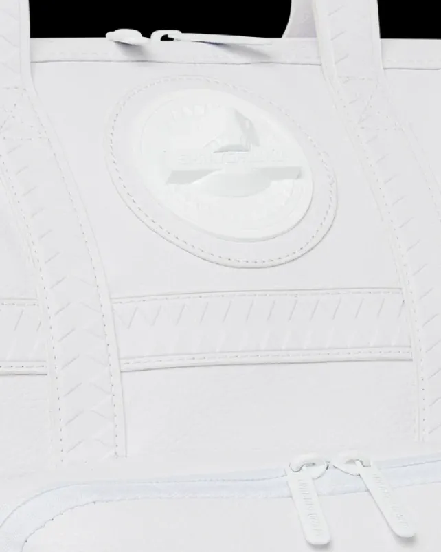 BACKPACKS>SPRAYGROUND HEAVY METAL SHARK WHITE OUT BIZ TOP OPENER BACKPACK