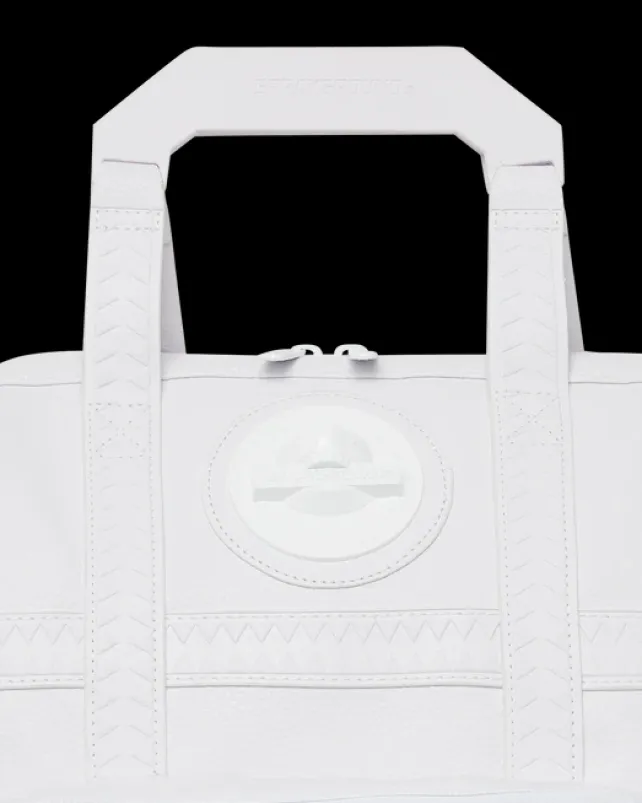 BACKPACKS>SPRAYGROUND HEAVY METAL SHARK WHITE OUT BIZ TOP OPENER BACKPACK