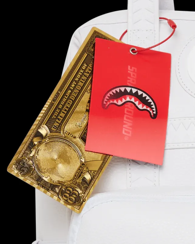BACKPACKS>SPRAYGROUND HEAVY METAL SHARK WHITE OUT BIZ TOP OPENER BACKPACK