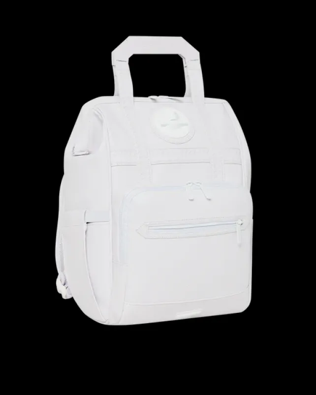 BACKPACKS>SPRAYGROUND HEAVY METAL SHARK WHITE OUT BIZ TOP OPENER BACKPACK