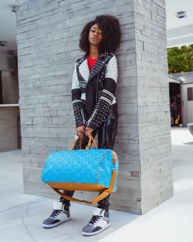 DUFFLES>SPRAYGROUND ILLUCHAINS TURQ DUFFLE