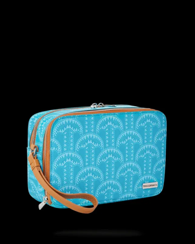 TOILETRIES AKA MONEY BAGS>SPRAYGROUND ILLUCHAINS TURQ TOILETRY BAG