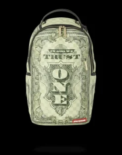 BACKPACKS>SPRAYGROUND IN GOD WE TRUST GREEN BACKPACK (ONE OF ONE)