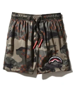 SWIMWEAR>SPRAYGROUND KIDS CAMO CHECKERED SWIM TRUNKS