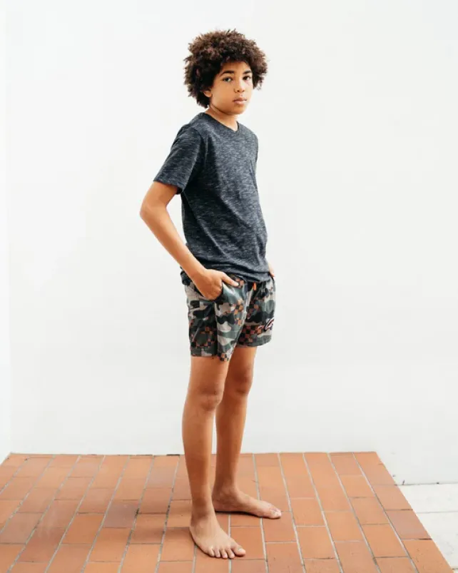 SWIMWEAR>SPRAYGROUND KIDS CAMO CHECKERED SWIM TRUNKS