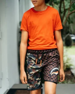 SWIMWEAR>SPRAYGROUND KIDS CHECKS u0026 CAMO SWIM TRUNKS