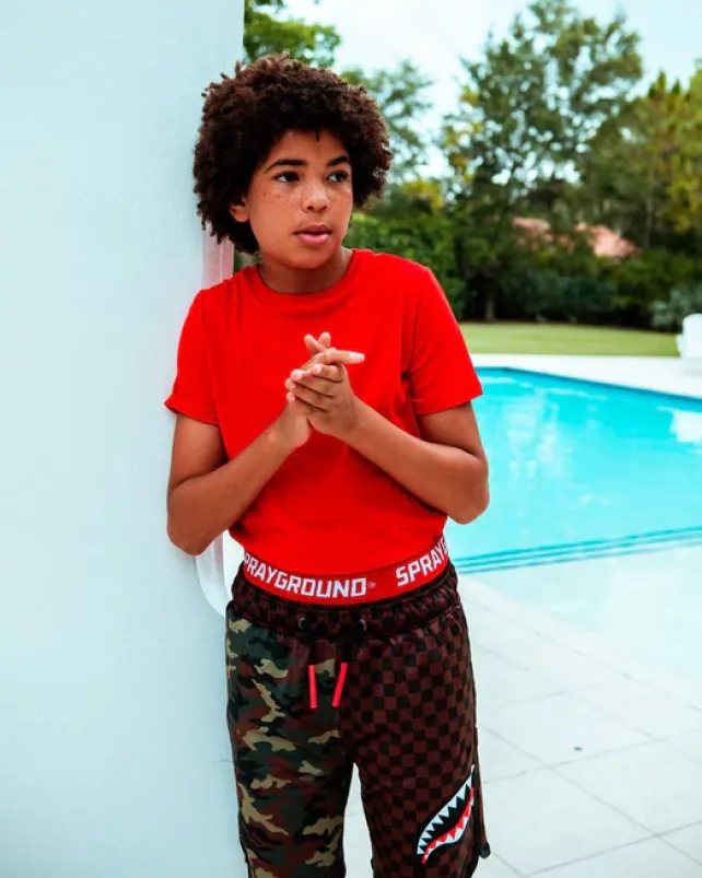 SWIMWEAR>SPRAYGROUND KIDS CHECKS u0026 CAMO SWIM TRUNKS