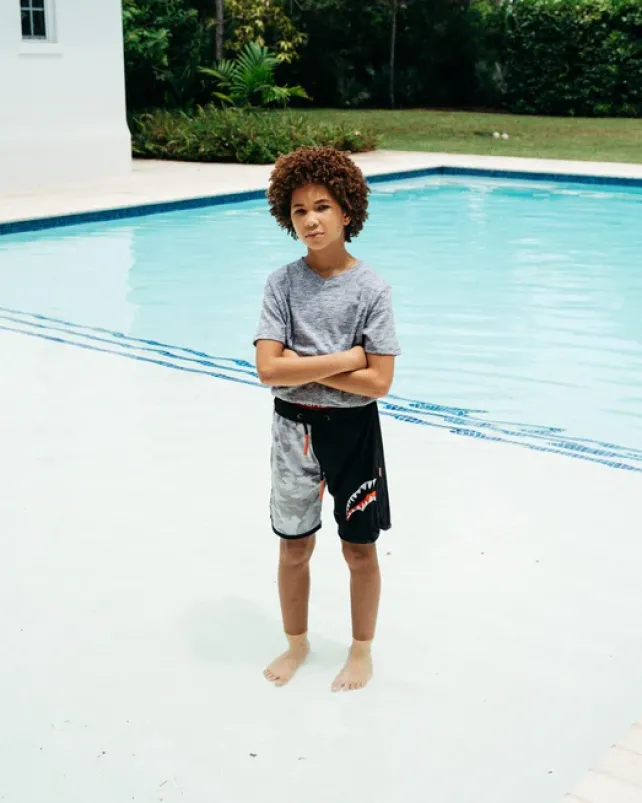 SWIMWEAR>SPRAYGROUND KIDS DAMAGE CONTROL SWIM TRUNKS