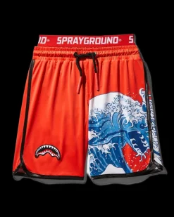 SWIMWEAR>SPRAYGROUND KIDS JAPAN WAVE SWIM TRUNKS (RED)