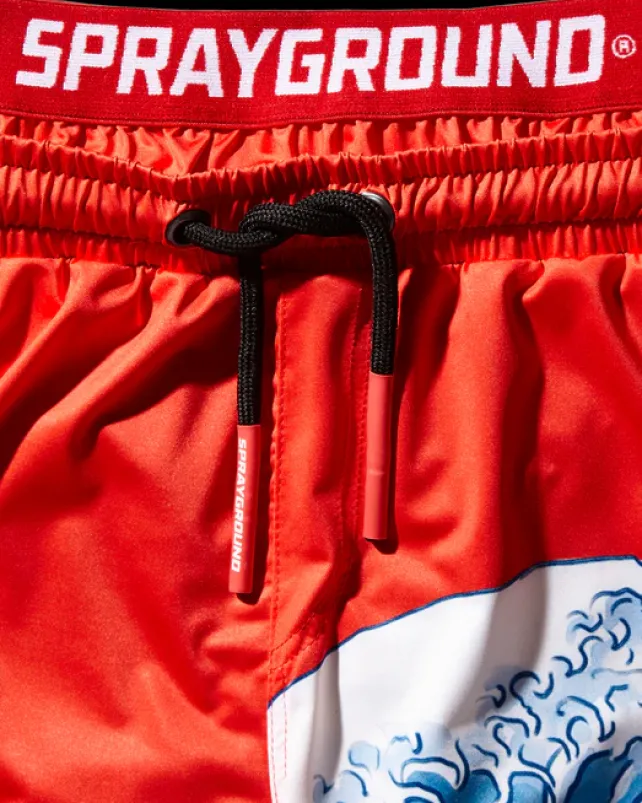 SWIMWEAR>SPRAYGROUND KIDS JAPAN WAVE SWIM TRUNKS (RED)