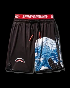 SWIMWEAR>SPRAYGROUND KIDS JAPAN WAVE SWIM TRUNKS (BLACK)