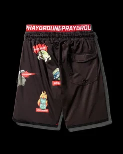 SWIMWEAR>SPRAYGROUND KIDS PATCH ALL-IN SWIM TRUNKS (BLACK)