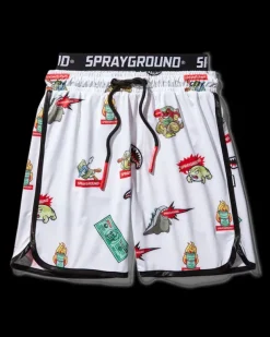 SWIMWEAR>SPRAYGROUND KIDS PATCH ALL-IN SWIM TRUNKS (WHITE)