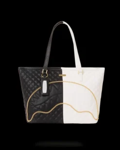 TOTES|HANDBAGS>SPRAYGROUND LEVELED UP SPLIT QUILT SHARK TOTE