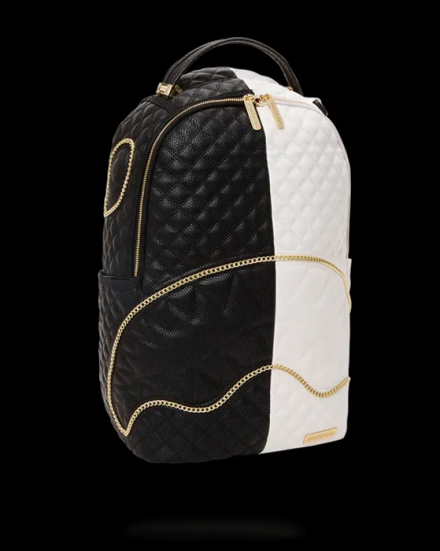 BACKPACKS>SPRAYGROUND LEVELED UP SPLIT QUILT SHARK BACKPACK (DLXV)