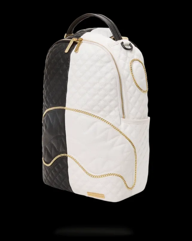 BACKPACKS>SPRAYGROUND LEVELED UP SPLIT QUILT SHARK BACKPACK (DLXV)