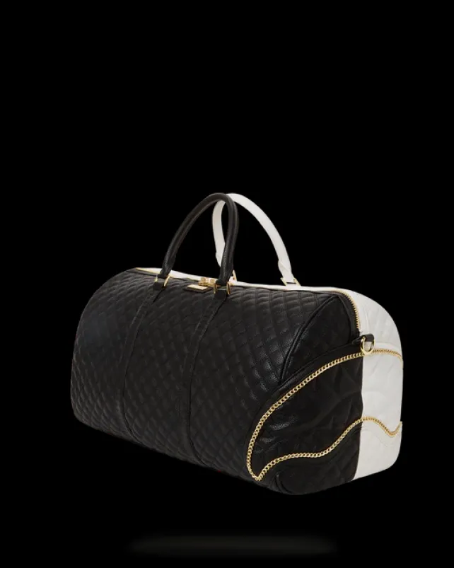 DUFFLES>SPRAYGROUND LEVELED UP SPLIT QUILT SHARK DUFFLE