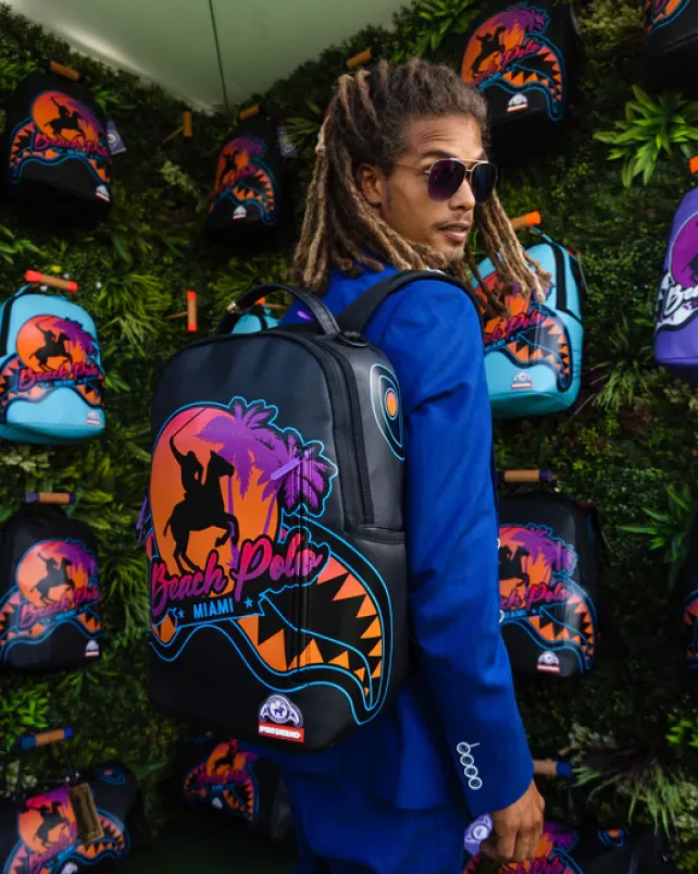 BACKPACKS>SPRAYGROUND MIAMI BEACH POLO COLLAB BACKPACK (DLXV-BLACK)