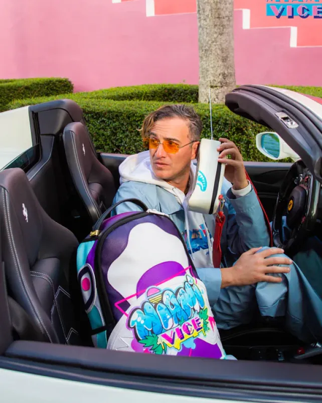 BACKPACKS>SPRAYGROUND MIAMI VICE CELLPHONE BACKPACK