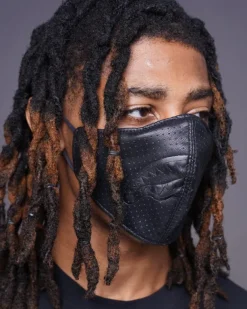 FACE MASKS>SPRAYGROUND MIDNIGHT SHARK VEGAN LEATHER FACEMASK