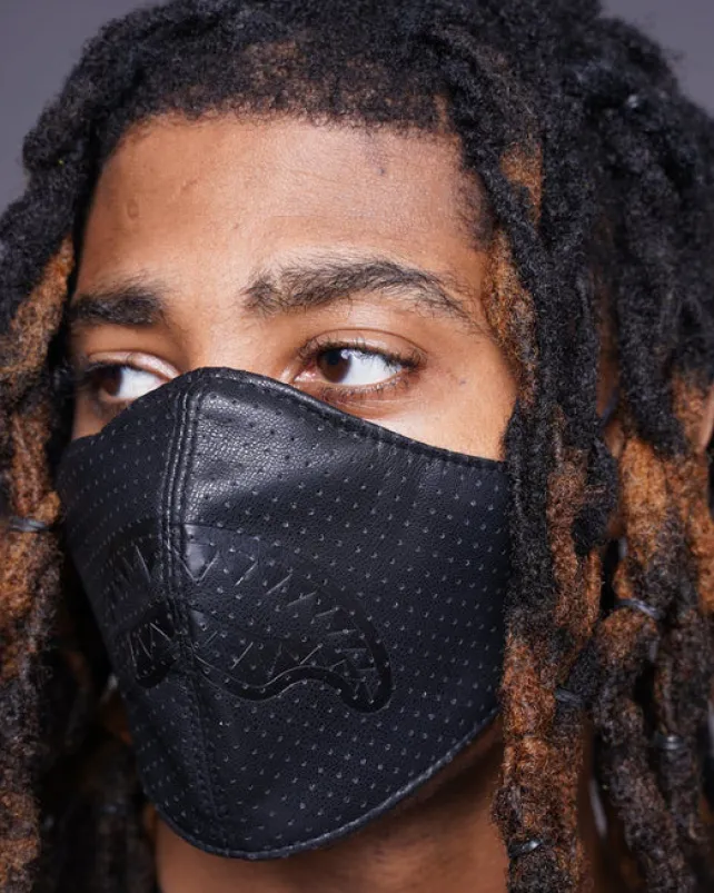 FACE MASKS>SPRAYGROUND MIDNIGHT SHARK VEGAN LEATHER FACEMASK