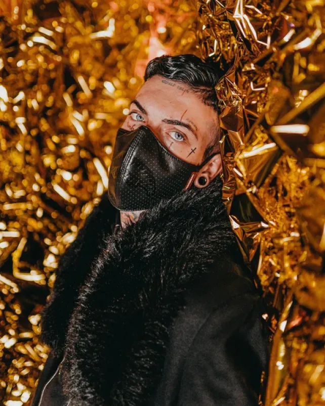 FACE MASKS>SPRAYGROUND MIDNIGHT SHARK VEGAN LEATHER FACEMASK