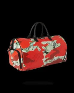 DUFFLES>SPRAYGROUND MONEY CAMO (RED) DUFFLE