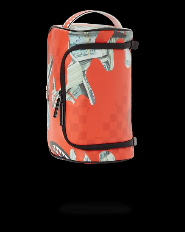 TOILETRIES AKA MONEY BAGS>SPRAYGROUND MONEY CAMO (RED) TOILETRY BAG