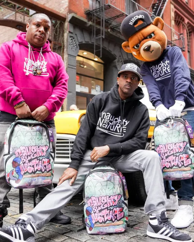 BACKPACKS>SPRAYGROUND NAUGHTY BY NATURE HIP HOP HOORAY 30TH ANNIVERSARY COLLAB BACKPACK