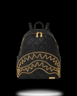 SAVAGES|BACKPACKS>SPRAYGROUND NOIR QUILT GOLD CHAIN SHARK SAVAGE BACKPACK