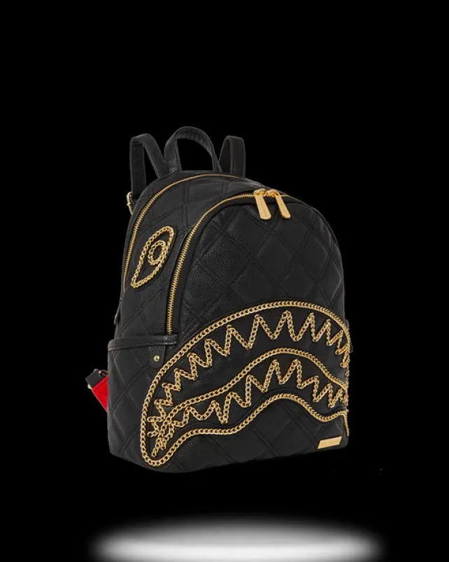 SAVAGES|BACKPACKS>SPRAYGROUND NOIR QUILT GOLD CHAIN SHARK SAVAGE BACKPACK