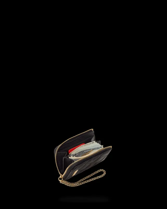 WALLETS>SPRAYGROUND NOIR QUILT GOLD CHAIN SHARK WALLET