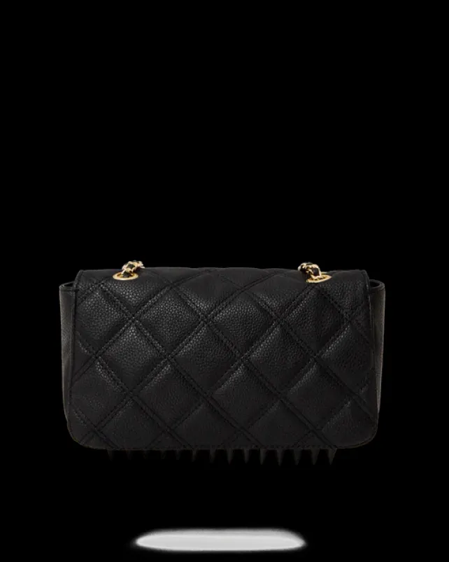 HANDBAGS>SPRAYGROUND NOIR QUILT GOLD CHAIN SHARK HANDBAG