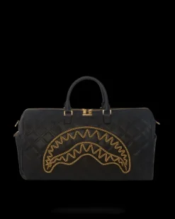 DUFFLES>SPRAYGROUND NOIR QUILT GOLD CHAIN SHARK DUFFLE