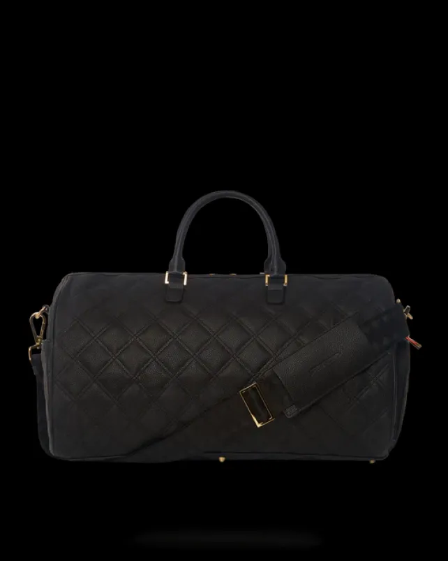 DUFFLES>SPRAYGROUND NOIR QUILT GOLD CHAIN SHARK DUFFLE