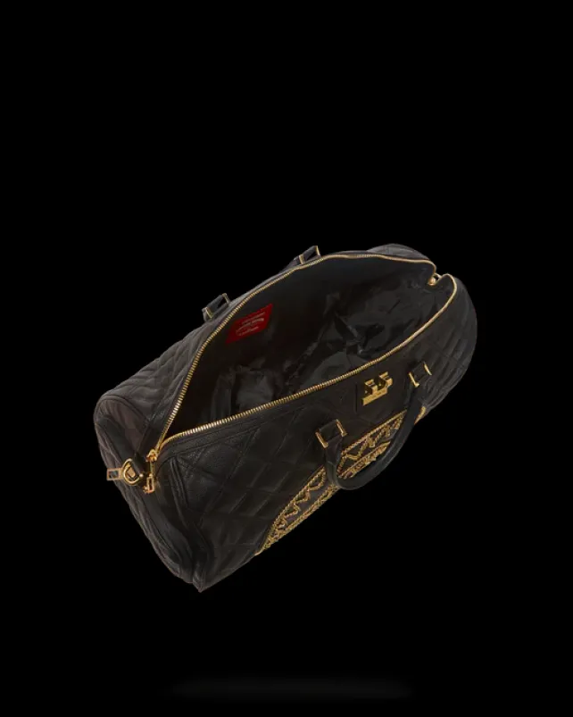 DUFFLES>SPRAYGROUND NOIR QUILT GOLD CHAIN SHARK DUFFLE