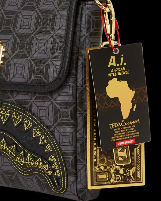 SLINGS|CROSSBODYS>SPRAYGROUND OBSIDIAN STUNNER A.i.6 SANDFLOWER COLLAB LARGE SLING