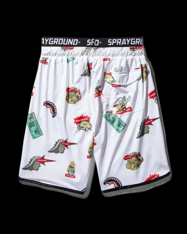 SWIMWEAR>SPRAYGROUND PATCH ALL-IN CORTO SWIM TRUNKS (WHITE)