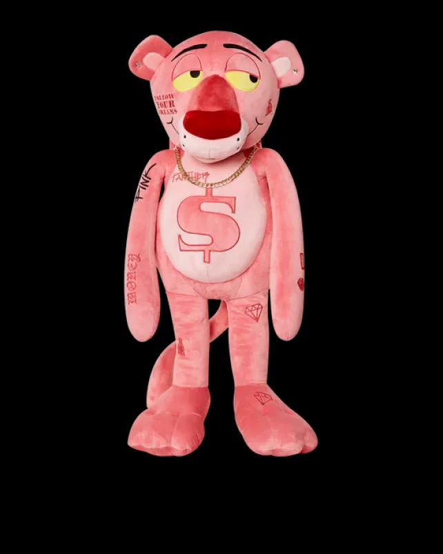 TEDDY BEAR BACKPACKS>SPRAYGROUND PINK PANTHER UP TO NO GOOD TEDDY BEAR BACKPACK