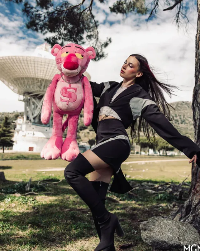 TEDDY BEAR BACKPACKS>SPRAYGROUND PINK PANTHER UP TO NO GOOD TEDDY BEAR BACKPACK
