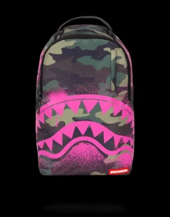 BACKPACKS>SPRAYGROUND PINK STENCIL SHARK CAMO