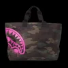 BACKPACKS>SPRAYGROUND PINK STENCIL SHARK CAMO TOTE