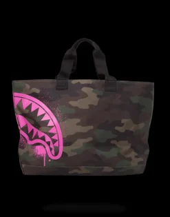 BACKPACKS>SPRAYGROUND PINK STENCIL SHARK CAMO TOTE