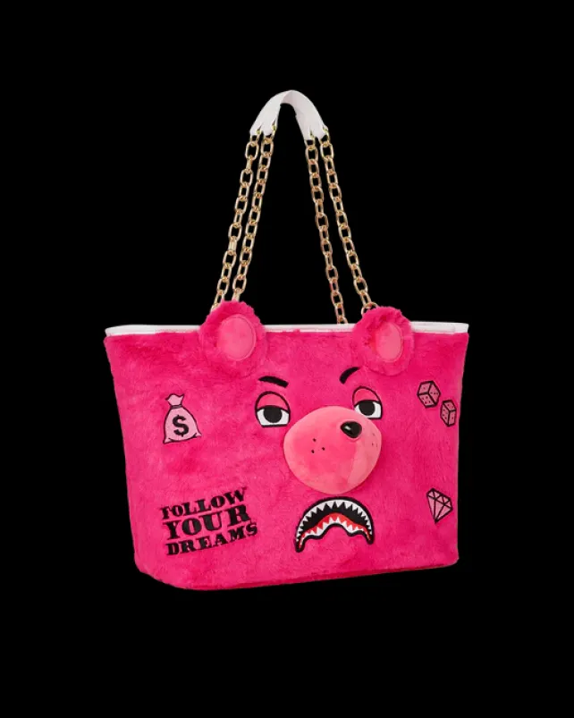TOTES|HANDBAGS>SPRAYGROUND PLUSH MONEYBEAR TOTE (PINK)
