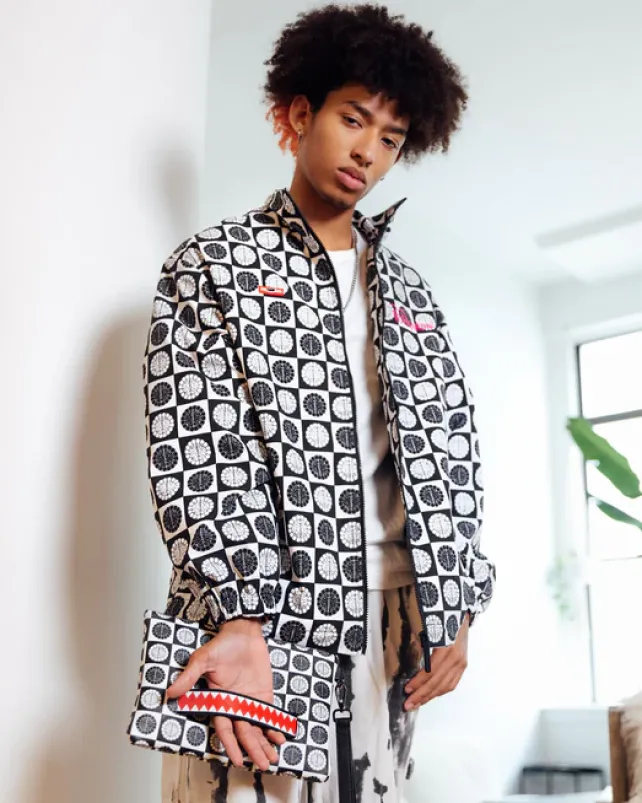 CROSSOVER CLUTCHES>SPRAYGROUND POODLE CHECK RON ENGLISH COLLAB POUCHETTE