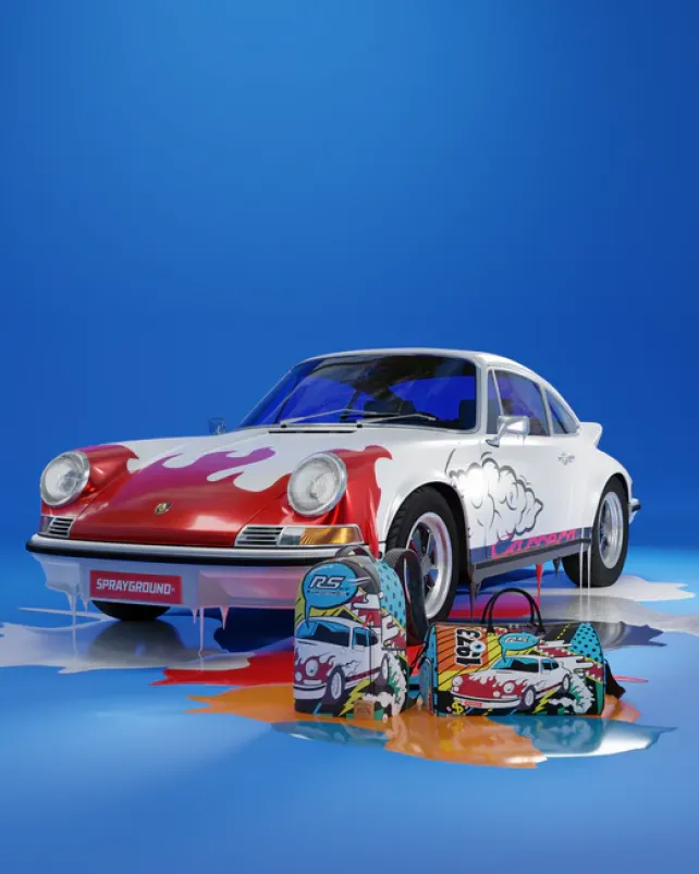 DUFFLES>SPRAYGROUND PORSCHE 1972 COLLAB DUFFLE (ONLY 1,911 UNITS MADE)