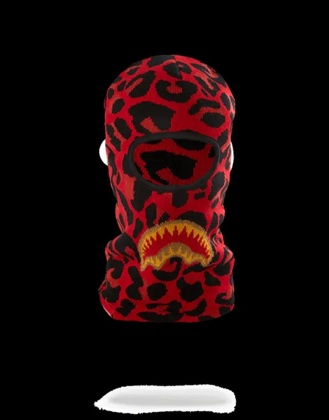 SKI MASKS>SPRAYGROUND RED LEOPARD GOLD SHARK MOUTH SKI MASK
