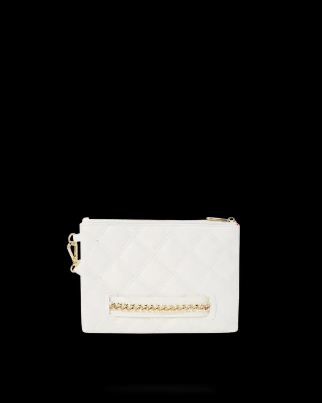 CROSSOVER CLUTCHES>SPRAYGROUND RIVIERA LE BLANC GOLD CHAIN SHARK CROSSOVER CLUTCH