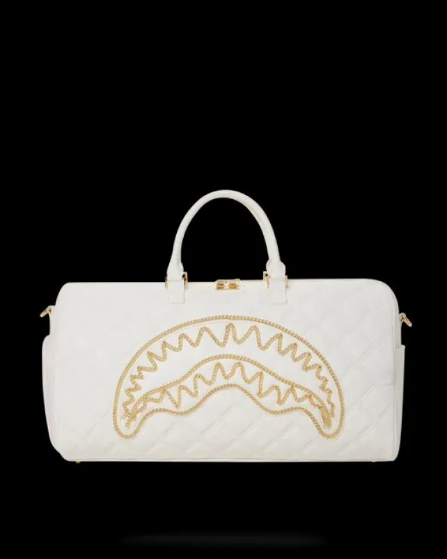 DUFFLES>SPRAYGROUND RIVIERA LE BLANC GOLD CHAIN SHARK DUFFLE